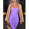 imageKaximil Womens Sexy Bodycon Spaghetti Strap Ruched Mini Club DressesPurple