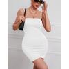 imageKaximil Womens Sexy Bodycon Spaghetti Strap Ruched Mini Club DressesWhite