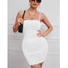 imageKaximil Womens Sexy Bodycon Spaghetti Strap Ruched Mini Club DressesWhite