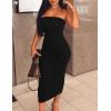imageKaximil Womens Sexy Bodycon Strapless Midi Club Tube Dress Basic Casual DressesBlack