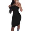 imageKaximil Womens Sexy Bodycon Strapless Midi Club Tube Dress Basic Casual DressesBlack