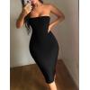 imageKaximil Womens Sexy Bodycon Strapless Midi Club Tube Dress Basic Casual DressesBlack