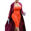 imageKaximil Womens Sexy Bodycon Strapless Midi Club Tube Dress Basic Casual DressesOrange