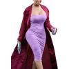 imageKaximil Womens Sexy Bodycon Strapless Midi Club Tube Dress Basic Casual DressesPurple