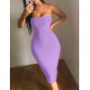imageKaximil Womens Sexy Bodycon Strapless Midi Club Tube Dress Basic Casual DressesPurple