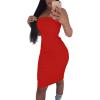 imageKaximil Womens Sexy Bodycon Strapless Midi Club Tube Dress Basic Casual DressesRed