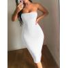 imageKaximil Womens Sexy Bodycon Strapless Midi Club Tube Dress Basic Casual DressesWhite