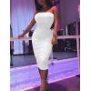 imageKaximil Womens Sexy Bodycon Strapless Midi Club Tube Dress Basic Casual DressesWhite