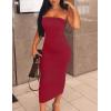 imageKaximil Womens Sexy Bodycon Strapless Midi Club Tube Dress Basic Casual DressesWine Red