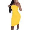 imageKaximil Womens Sexy Bodycon Strapless Midi Club Tube Dress Basic Casual DressesYellow