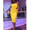 imageKaximil Womens Sexy Bodycon Strapless Midi Club Tube Dress Basic Casual DressesYellow