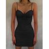 imageKaximil Womens Sexy Cut Out Ruched Bodycon Spaghetti Strap Mini Club Party DressesBlack