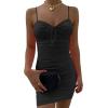 imageKaximil Womens Sexy Cut Out Ruched Bodycon Spaghetti Strap Mini Club Party DressesBlack