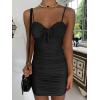 imageKaximil Womens Sexy Cut Out Ruched Bodycon Spaghetti Strap Mini Club Party DressesBlack