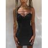imageKaximil Womens Sexy Cut Out Ruched Bodycon Spaghetti Strap Mini Club Party DressesBlack