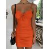 imageKaximil Womens Sexy Cut Out Ruched Bodycon Spaghetti Strap Mini Club Party DressesOrange