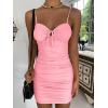 imageKaximil Womens Sexy Cut Out Ruched Bodycon Spaghetti Strap Mini Club Party DressesPink