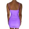 imageKaximil Womens Sexy Cut Out Ruched Bodycon Spaghetti Strap Mini Club Party DressesPurple