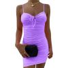 imageKaximil Womens Sexy Cut Out Ruched Bodycon Spaghetti Strap Mini Club Party DressesPurple