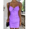 imageKaximil Womens Sexy Cut Out Ruched Bodycon Spaghetti Strap Mini Club Party DressesPurple
