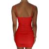 imageKaximil Womens Sexy Cut Out Ruched Bodycon Spaghetti Strap Mini Club Party DressesRed