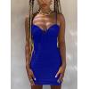 imageKaximil Womens Sexy Cut Out Ruched Bodycon Spaghetti Strap Mini Club Party DressesRoyal Blue
