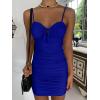 imageKaximil Womens Sexy Cut Out Ruched Bodycon Spaghetti Strap Mini Club Party DressesRoyal Blue