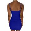 imageKaximil Womens Sexy Cut Out Ruched Bodycon Spaghetti Strap Mini Club Party DressesRoyal Blue