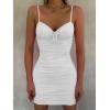 imageKaximil Womens Sexy Cut Out Ruched Bodycon Spaghetti Strap Mini Club Party DressesWhite
