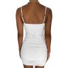imageKaximil Womens Sexy Cut Out Ruched Bodycon Spaghetti Strap Mini Club Party DressesWhite