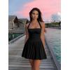 imageKaximil Womens Sexy Halter Corset Mini Dress Bubble Ruched Waist Club Party Dresses with Builtin ShortsBlack