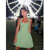 imageKaximil Womens Sexy Halter Corset Mini Dress Bubble Ruched Waist Club Party Dresses with Builtin ShortsPea Green