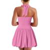 imageKaximil Womens Sexy Halter Corset Mini Dress Bubble Ruched Waist Club Party Dresses with Builtin ShortsPink