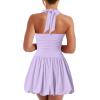 imageKaximil Womens Sexy Halter Corset Mini Dress Bubble Ruched Waist Club Party Dresses with Builtin ShortsPurple