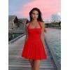 imageKaximil Womens Sexy Halter Corset Mini Dress Bubble Ruched Waist Club Party Dresses with Builtin ShortsRed