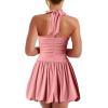 imageKaximil Womens Sexy Halter Corset Mini Dress Bubble Ruched Waist Club Party Dresses with Builtin ShortsWater Pink