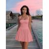 imageKaximil Womens Sexy Halter Corset Mini Dress Bubble Ruched Waist Club Party Dresses with Builtin ShortsWater Pink