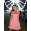 imageKaximil Womens Sexy Halter Corset Mini Dress Bubble Ruched Waist Club Party Dresses with Builtin ShortsWater Pink