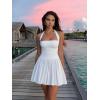 imageKaximil Womens Sexy Halter Corset Mini Dress Bubble Ruched Waist Club Party Dresses with Builtin ShortsWhite