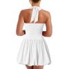 imageKaximil Womens Sexy Halter Corset Mini Dress Bubble Ruched Waist Club Party Dresses with Builtin ShortsWhite