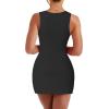 imageKaximil Womens Sexy Sleeveless Bodycon Mini Dress Square Neck Corset Short Party Club DressesBlack