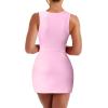 imageKaximil Womens Sexy Sleeveless Bodycon Mini Dress Square Neck Corset Short Party Club DressesPink