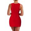 imageKaximil Womens Sexy Sleeveless Bodycon Mini Dress Square Neck Corset Short Party Club DressesRed
