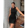 imageKaximil Womens Sexy Sleeveless Mini Party Dress Ruffle Ruched Backless Club Short DressesBlack