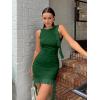 imageKaximil Womens Sexy Sleeveless Mini Party Dress Ruffle Ruched Backless Club Short DressesDark Green