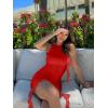 imageKaximil Womens Sexy Sleeveless Mini Party Dress Ruffle Ruched Backless Club Short DressesRed