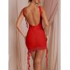 imageKaximil Womens Sexy Sleeveless Mini Party Dress Ruffle Ruched Backless Club Short DressesRed