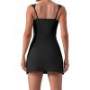 imageKaximil Womens Sexy Square Neck Mini Dress Built in Shorts and Bra Slit Club Party Short DressBlack