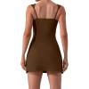 imageKaximil Womens Sexy Square Neck Mini Dress Built in Shorts and Bra Slit Club Party Short DressCoffee