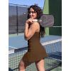 imageKaximil Womens Sexy Square Neck Mini Dress Built in Shorts and Bra Slit Club Party Short DressCoffee